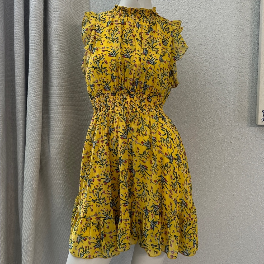 MELLODAY Yellow Floral Smocked Dress